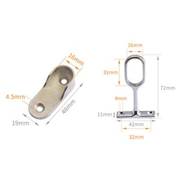 Metal Clothes Rail Holder, Oval Centre Support for Clothes Rails, Oval Wardrobe Rail Bearings, Zinc Alloy Oval Wardrobe, Clothes Rail Holder for Wardrobe, Pack of 4 Tokaneit