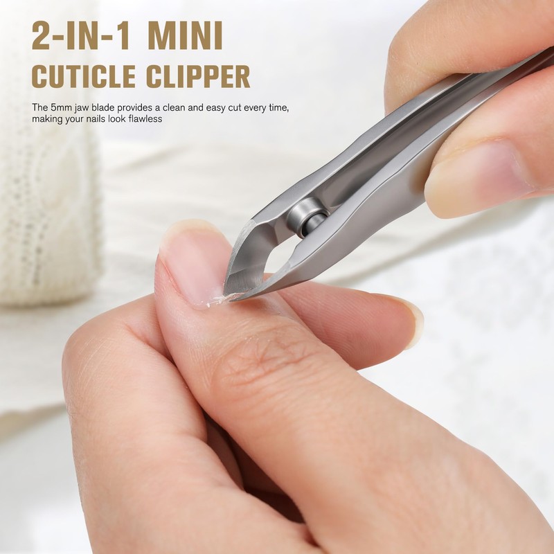 FERYES Cuticle Clipper with Cuticle Pusher & Storage Pouch, Portable