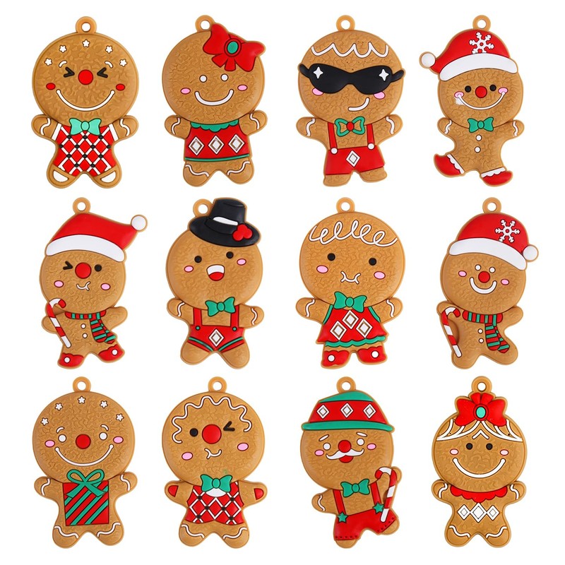 VEYLIN Christmas Gingerbread Ornaments,12 Pack Assorted Ginger Man Clay Figurine