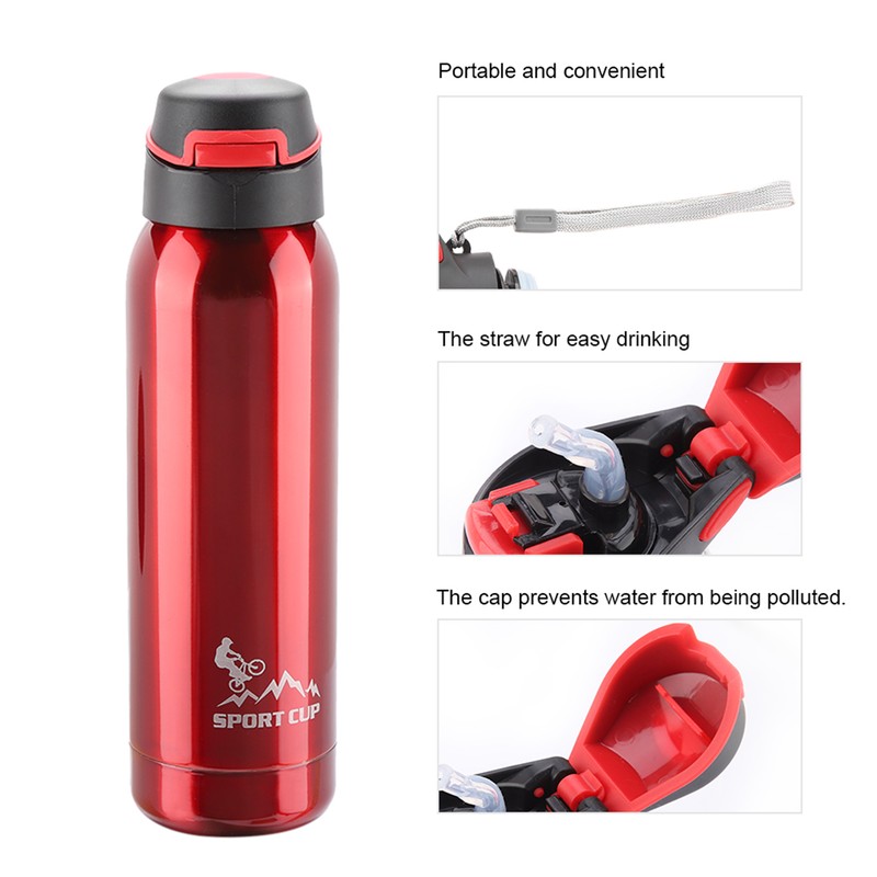 500ml Stainless Steel Bottle Vacuum Insulated Straw Cup Mug Sport