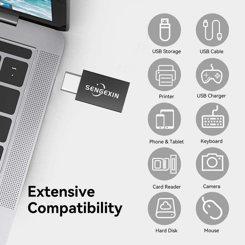 SENGEXIN USB C Male to USB Female Adapter 2-Pack, USB