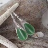 Hawaiian Jewelry Sea Glass Earrings, Braided Peridot Earrings Green Earrings