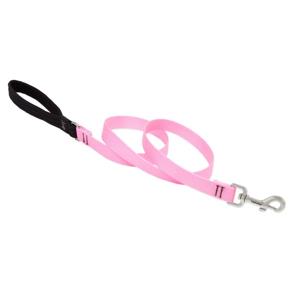 Dog Leash by Lupine in 3/4" Wide Pink 6-Foot Long with Padded Handle