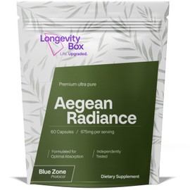 Longevity Box Aegean Radiance – Blue Zone Longevity Formula with Diosmin, Luteolin, Apigenin, Hesperidin & Hydroxytyrosol – Antioxidant, Circulatory & Cellular Support – Healthy Ageing – 60 Capsules