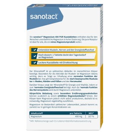 sanotact sanotact Magnesium 400 (10 x 30 Kautabletten) ? Magnesium hochdosiert fr Muskeln & Nerven ? 400mg Magnesium mit Sofortwirkung ? 100% Vegan ? Magnesiumcarbonat & Magnesiumoxid