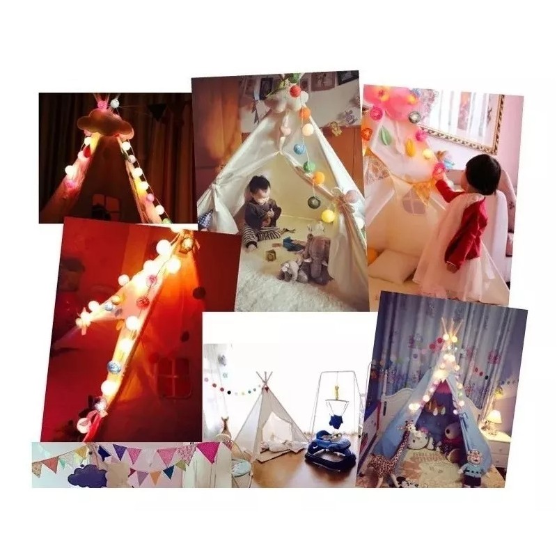 Misorel Serie Luces Eventos Fiesta 20 Esferas Grandes Algodón Bola