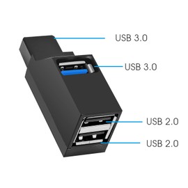 BASIC HOUSE® Mini portable 2-port USB 2.0 + 2-port 3.0 USB Hub Adapter For Notebook Laptop PC (Black)