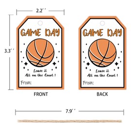 50pcs Basketball Game Day Good Luck Tags for Team Tournament Gift, Leave It All On The Court Favor Tags for Teams Players and Employee (Game)