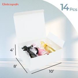 UnicoPak 10x8x4 Gift Boxes 14 Pack White Gift Boxes with Lids for Presents Large Cardboard Paper Gift Boxes Bulk for Birthday Wedding Bridesmaid Proposal Valentines Christmas