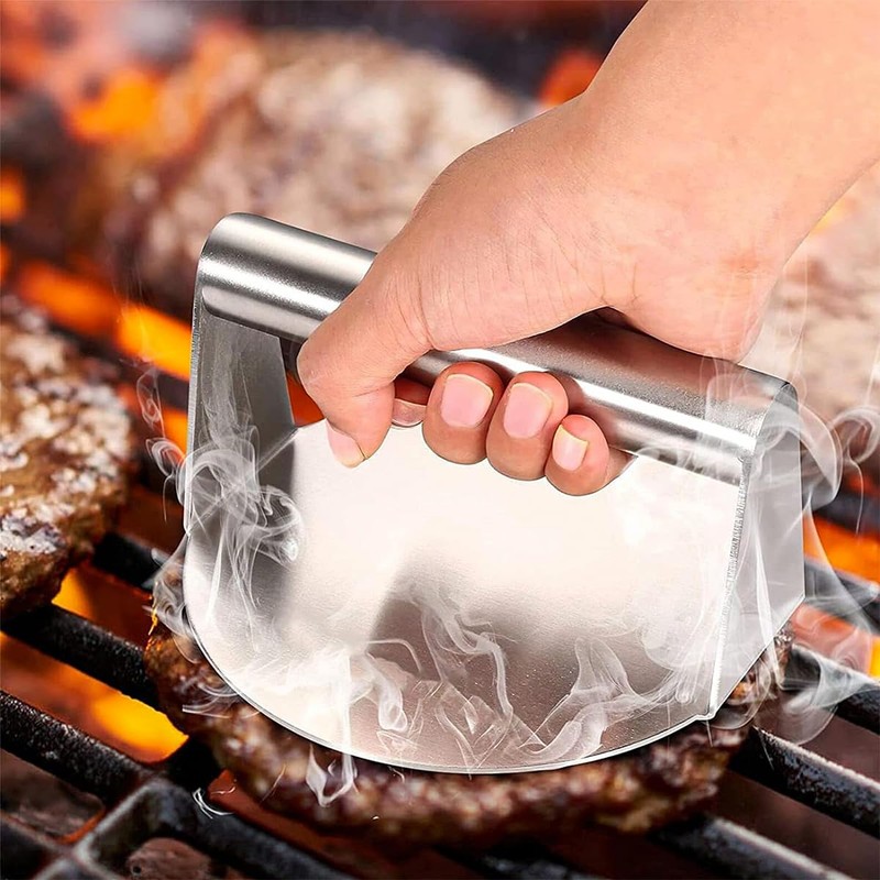 VivoGlow 2 Pack Stainless Steel Smash Burger Press | Flat