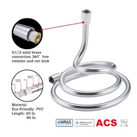 Shower Hose 1.5m 1.75m 1.25m - 10mm Large Bore Stainless Steel Shower Hose Replacement Leakproof & Anti-Kink (PVC shower hose 1.5m Silver)