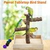 BNOSDM Portable Bird Perch Stand with Potty Tray,Natural Wood Round