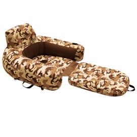 Freetime Fun Pool Lounger Inflatable Pool Floats - Pool, Lake, River Floating Lounge Chair Heavy Duty Fabric Pool Raft 2in1 Convertible Chair - Camo (1 Pack)