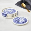 Spode Blue Italian Ceramic Coasters with Holder - Set of