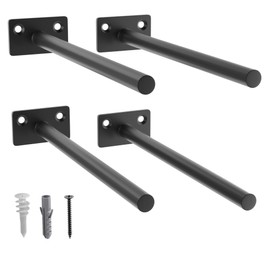 LEOPO Black 4 Pack-8 inch Floating Shelf Bracket, Hidden Brackets for Floating Wood Shelves