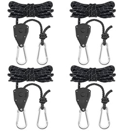 Pack of 4 4 mm Adjustable Rope Ratchet, 5 m Guy Ropes with Rope Tensioner, Adjustable Ratchet Hanger, Tent Cord, Reflective Guy Ropes for Awnings, Tarpaulin, Hiking Awnings, Picnics