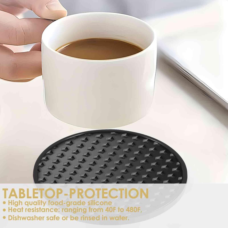 Silicone Coasters 6 Pack with Holder, Drink Coasters Set for