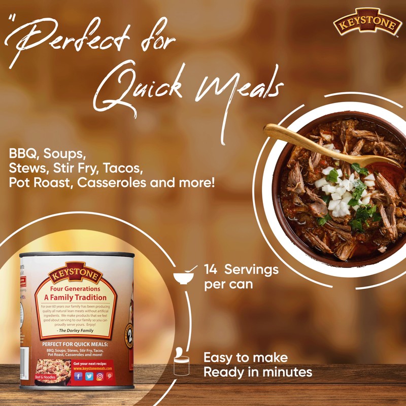 Keystone Meats All Natural Heat and Serve Canned Beef 28