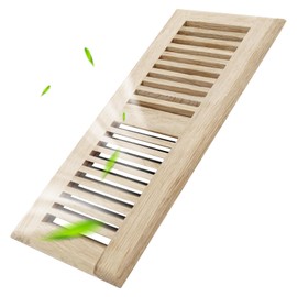Howeall 4x12 Inch White Oak Wood Floor Register Vents Cover - Drop in Wood Vent Register with Damper Wooden Vents Covers for Home Floor Unfinished (White Oak)