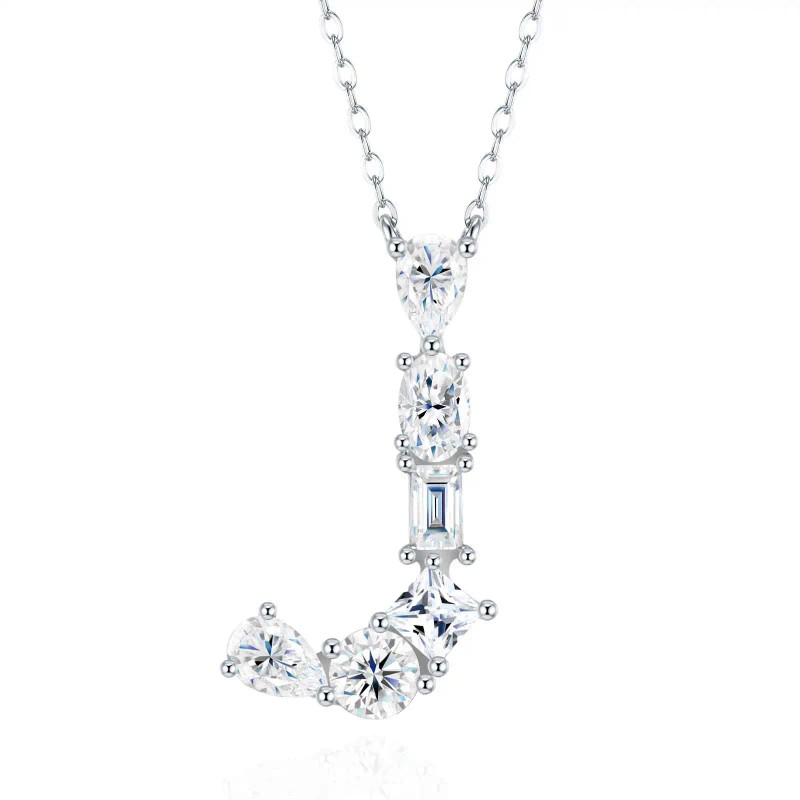 Pass Diamond Tester Letter I Multi Cut VVS Moissanite Necklace