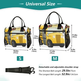 Glaphy Yellow Cartoon School Bus Lunch Box for Men Women Insulated Lunch Bag Cooler Bag Large Adult Lunch Box for Work Picnic Travel