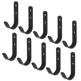 OTTFF 10 Pack Black Steel J Hook, 4-1/4" Wall Mount Utility Hook for Hanging Coat, Cable, Garage Storage