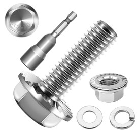 Pack of 20 M6 x 20 Hex Bolts, Flange Screws, Stainless Steel A2 V2A, Male Hexagon, Full Thread, Washers, Spring Washers & Nuts/Screws Assortment with Magnetic Hex Bit