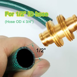 Joywayus 1/2" ID Hose Brass Garden Water Pipe Extension Repair Hose Connector Hose Barb Fitting Water Tube Joints Connection Adapter (Pack of 2)