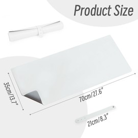 DAWNTREES Makeup Mat for Vanity,27.6"x13.8",Dual-Sided Leather Vanity Mat, Easy to Clean, Waterproof and Oilproof,Desk Pad Mat to Protect Vanity(White - Silver)