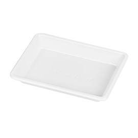 Restaurantware-Bento Tek 1 Ounce Sauce Dipping Dishes, 100 Disposable Soy Sauce Plates - Rectangle, Stylish, White Plastic Condiment Serving Trays, For Serving Dips, Vinegar, Wasabi, And More
