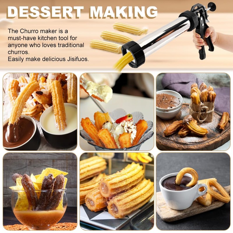 3-in-1 Stainless Steel Churros Maker Machine – Multifunctional Cookie Press