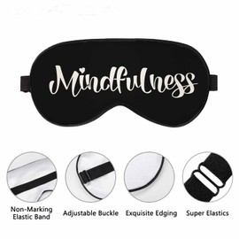 Vnwoalu Meditation Word Sleep Eye Mask Mindfulness Men Women Sleep Mask with Adjustable Strap Eye Cover Eye Shade for Travel, Nap,Meditation