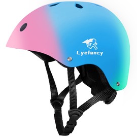 Lyefancy Kids Bike Helmet, Toddler Helmet for 2-15 Years Old Boys Girls, Children Adjustable Kids Helmet for Cycling, Biking, Scooter, Skating (Pink+Blue+Green, M)