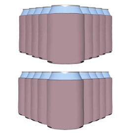 PartyPrints 25 Pack Dusty Rose Blank Can Cooler Sleeves, Customizable Bulk Sublimation Can Coolers, Extra-Thick Collapsible Drink Insulator Sleeve, Beer Can Coolers for Party Beverages