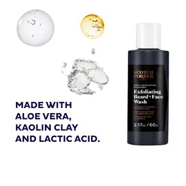 Scotch Porter Exfoliating Beard Wash & Face Cleanser for Men, Travel Friendly | Formulated with Non-Toxic Ingredients, Free of Parabens, Sulfates & Silicones | Vegan | 2.17 oz Bottle