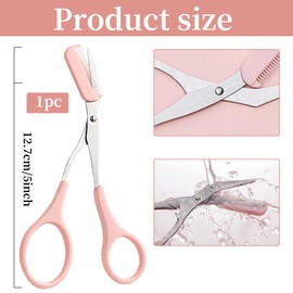 Eyebrow Scissors, Eyebrow Brush, Eyebrow Scissors, Eyebrow Scissors with Comb, Eyebrow Scissors for Women, Eyebrow Comb, Professional Eyebrow Cutter (Pink)