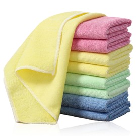 ORSUN Microfiber Cloth Towel Waste Set of 8 in 4 Colors, Thick, Car Wash, 9.8 x 9.8 inches (25 x 25 cm), Kitchen Cloth, Dish Towels