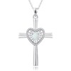 FANCIME Opal Cross Necklace For Women Sterling Silver Birthstone Necklace