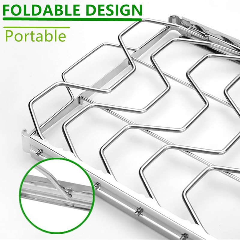 Rib Rack for Smoking, Foldable Rib Rack, Stainless Steel 4