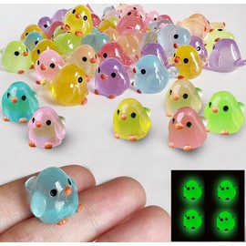SparkleFab Mini Resin Animals 54 Pcs Tiny Resin Birds to Hide Glow in The Dark for Miniature Fairy Garden Accessories Micro Landscape