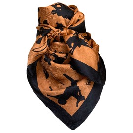 Wyoming Traders Cowboy Silhouette Wild Rag 100% Silk Scarf Bandana Multiple Colors (42" XL, Rust)