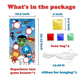 PANTIDE superhero themed Bean Bag toss game kids outdoor or indoor birthday party game