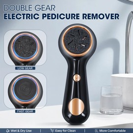 Electric Callus Remover for Feet, TOEDO Foot File Callus Remover Rechargeable Waterproof Adjustable Speed Electric Pedicure Tools Feet Scrubber for Dead Skin Foot (Black)