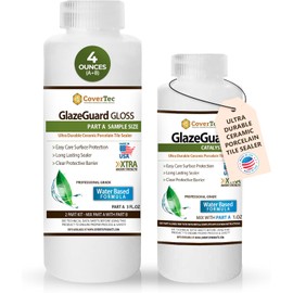 CoverTec GlazeGuard High-Gloss Tile & Grout Sealer – Wet Look Waterproof Finish for Ceramic, Porcelain & Stone – Protects Showers & Floors – Long-Lasting Barrier (4 oz Kit)