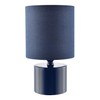 Modern Midnight Blue Glossy Bedside Table Lamp with Cotton Fabric