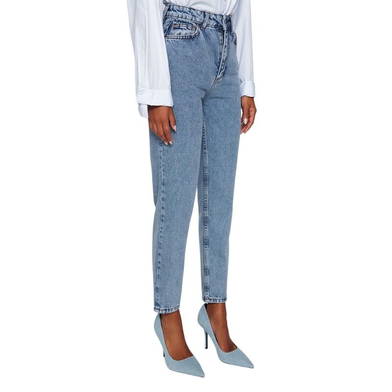 TRENDYOL Women's Straight Mama High Waist Jeans, indigo