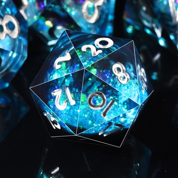 SIQUK 7-Piece Dice Set Polyhedral Dice Liquid Core Dice D4