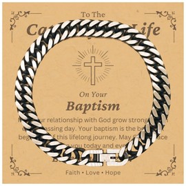 DARIN GIFT To The Catch Of My Life Cuban Link Bracelet Gifts For The Catch Of Life - Your Relationship With God Grow Stronger - Catholic Christian Baptism First Communion Confirmation Christmas Gifts