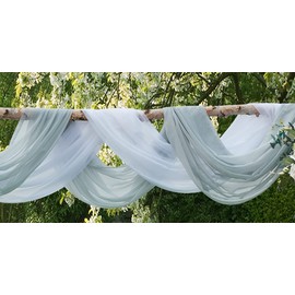 Warm Home Designs Wedding Arch Draping Fabric Bundle - Silver & White 144” Organza/Chiffon Voile Fabric - Wedding Ceremony, Reception, Party Decoration