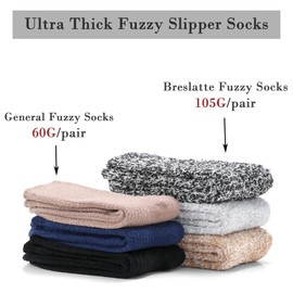 Breslatte Ultra Thick Slipper Socks for Women Non Slip Socks Womens Hospital Socks with Grippers for Women Grippy Socks 3pair lightcolor